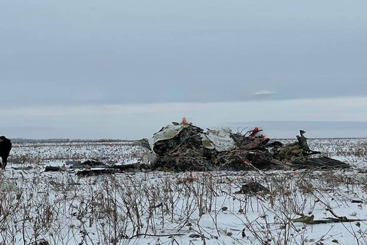 Место крушения Ил-76 под Белгородом. Фото очевидцев из соцсетей