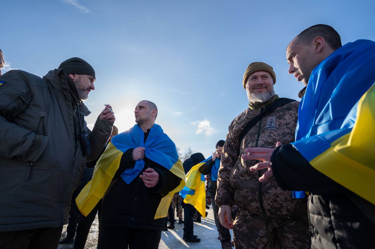 Возвращение домой украинских военнопленных, 31 января 2024 года. Фото Zelenskiy / Official / Telegram