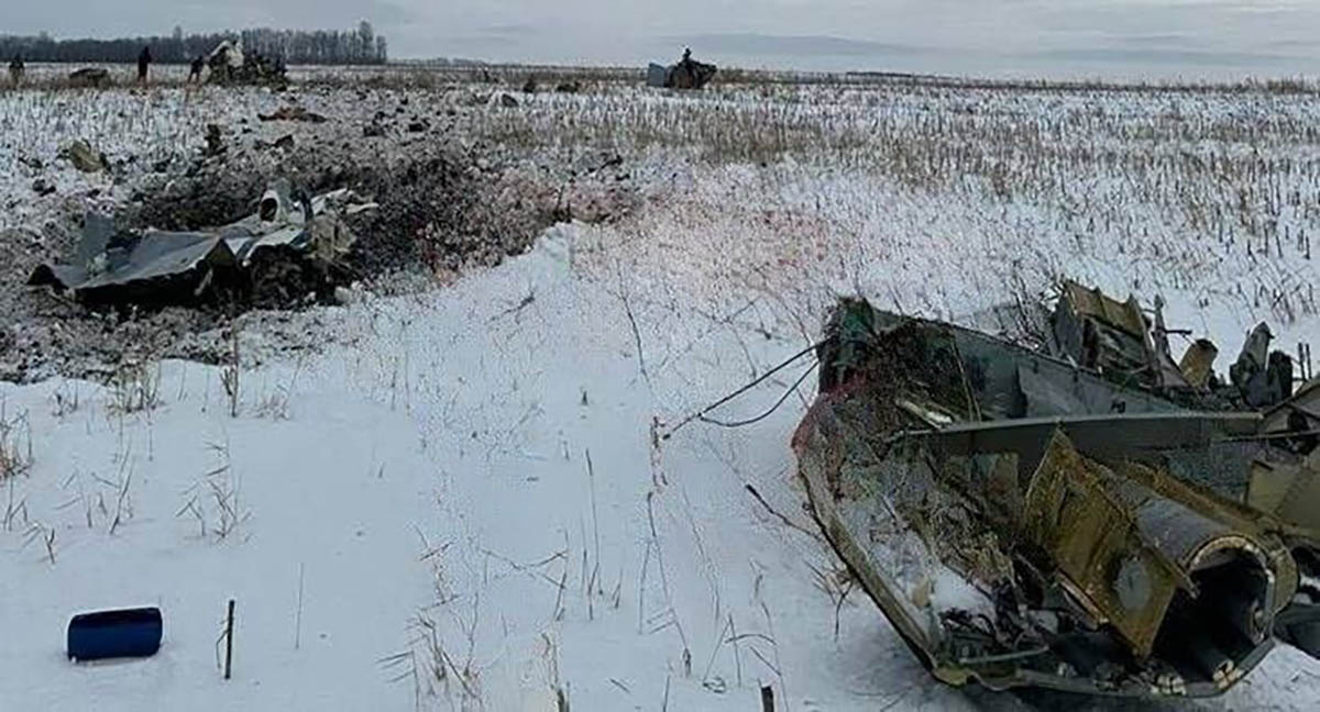Место крушения Ил-76 под Белгородом. Фото очевидцев из соцсетей