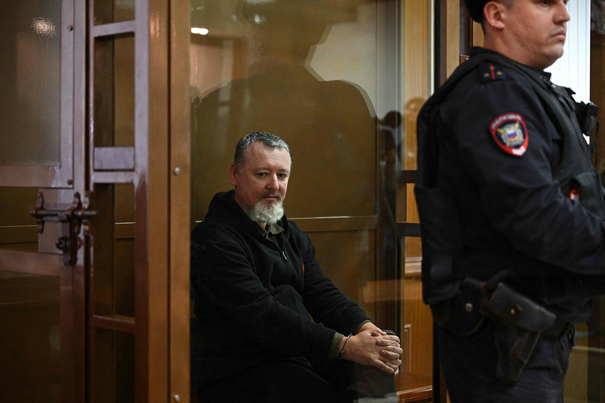 Игорь Гиркин (Стрелков) перед слушанием приговора в Мосгорсуде, 25 января 2024 года. Фото Natalia KOLESNIKOVA/AFP/Scanpix/Leta