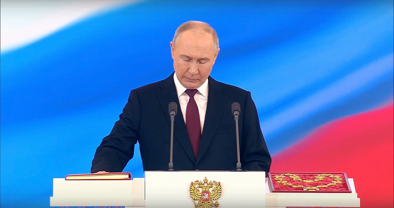 Владимир Путин на инаугурации в 2024 году. Кадр трансляции Первого канала