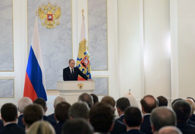 Владимир Путин обращается к Федеральному собранию, 3 декабря 2015 года. Фото Sputnik/Scanpix