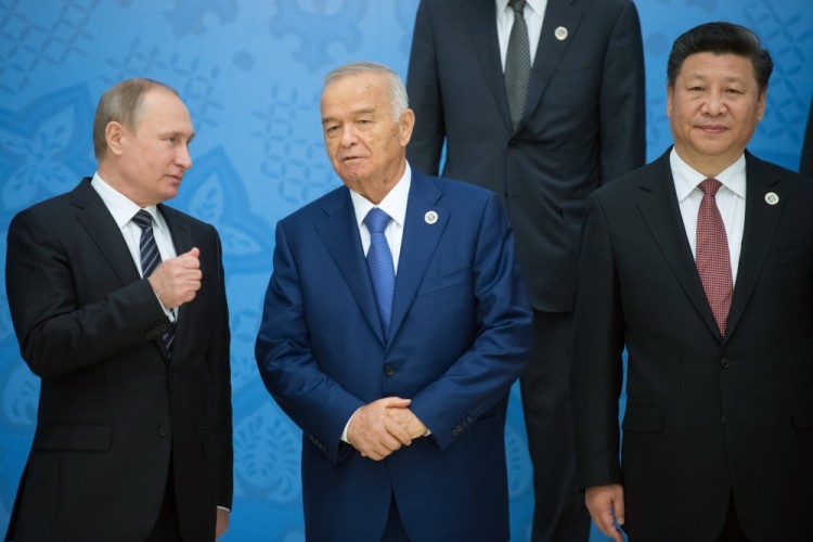Владимир Путин, Ислам Каримов и председатель КНР Си Цзиньпин. Фото Sputnik/Scanpix