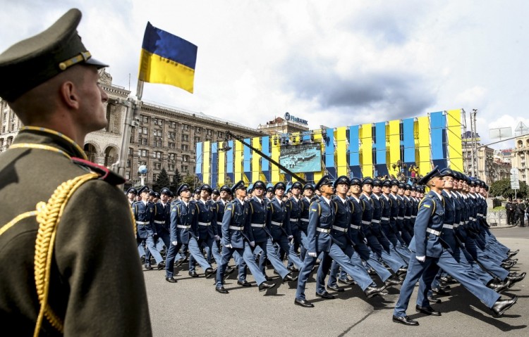 3176868 08/24/2017 Ukrainian soldiers during a parade to mark Independence Day in Kiev. (Image provided by a third party. For editorial use only. Archiving, commercial use or advertising is prohibited). Mikhail Markiv/President of the Ukraine Press-Service