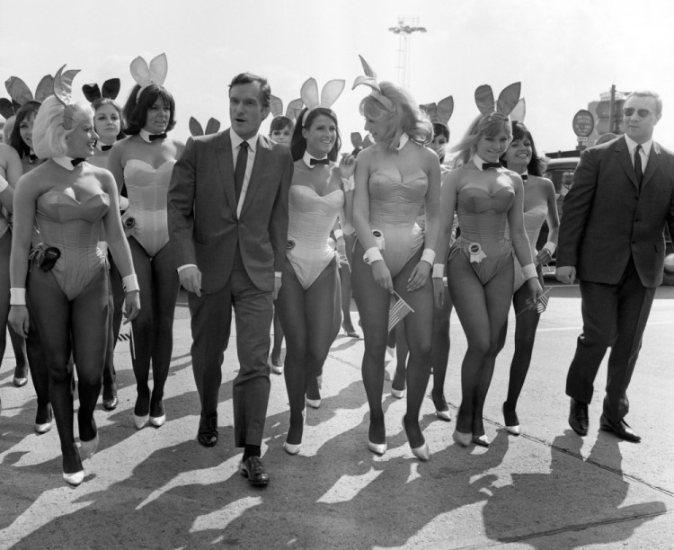 File photo dated 25/06/66 of Playboy bunnies with Playboy founder Hugh Hefner, who has died aged 91, the publication announced on Twitter.