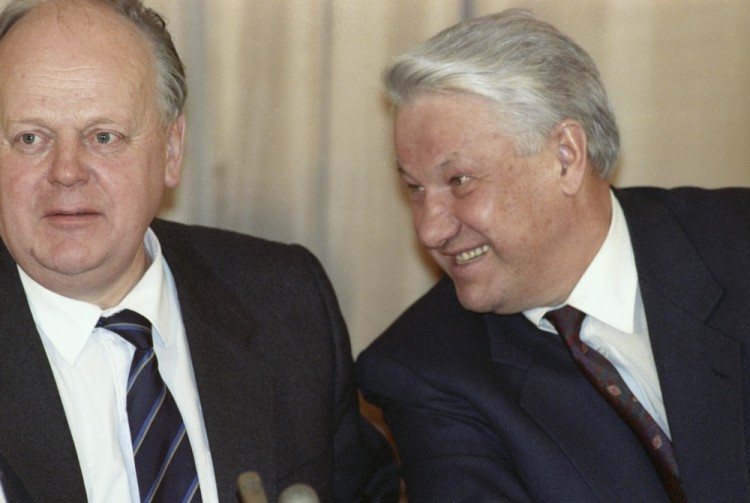 Станислав Шушкевич и Борис Ельцин в 1991 году. Фото RIA Novosti/ Scanpix