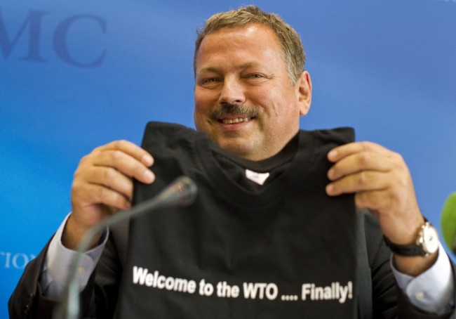 Максим Медведков, руководитель делегации на переговорах о вступлении России во Всемирную торговую организацию. Фото AFP/Scanpix