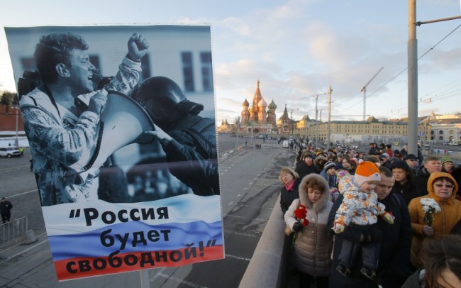 Акция памяти Бориса Немцова. Фото Reuters/Scanpix