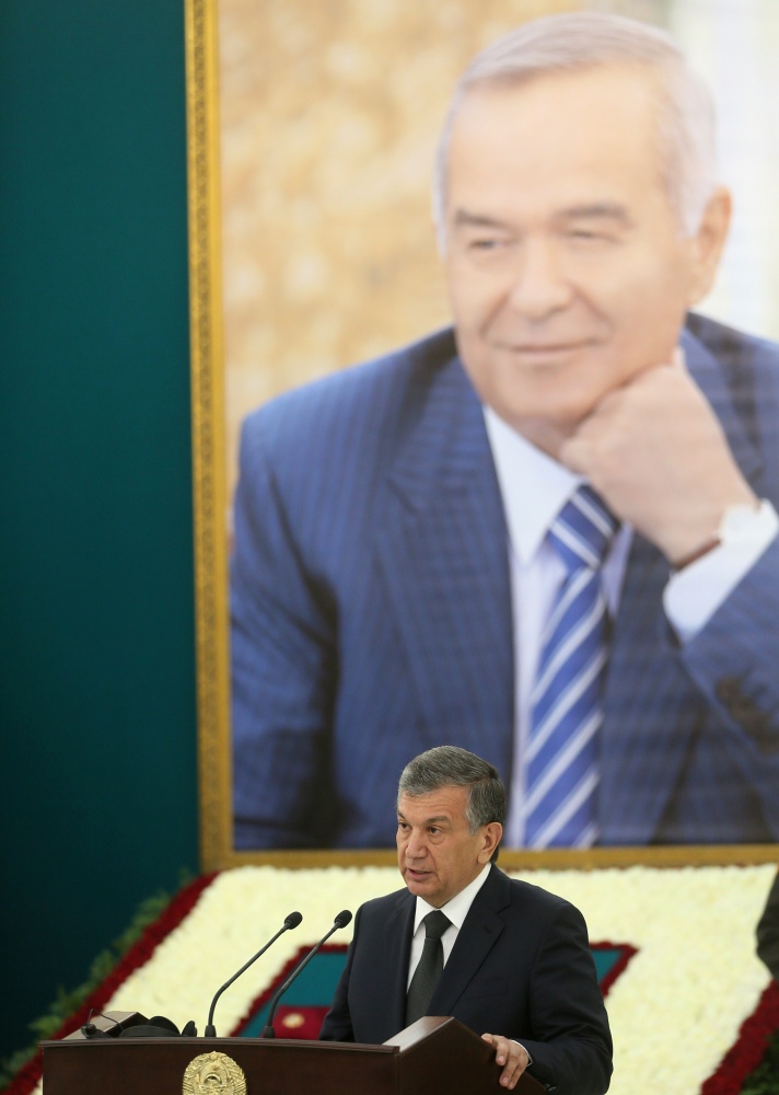 Шавкат Мирзияев выступает на похоронах Ислама Каримова. Фото Reuters/Scanpix
