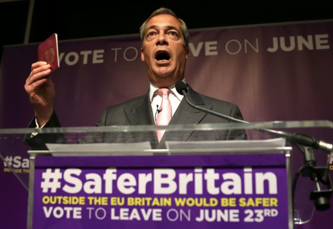 Лидер Партии UKIP Найджел Фарадж. Фото AFP/Scanpix