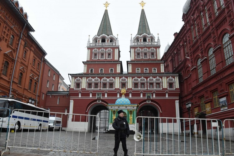 Приготовления правоохранительных органов к акциям 2 апреля в Москве. Фото AFP/Scanpix