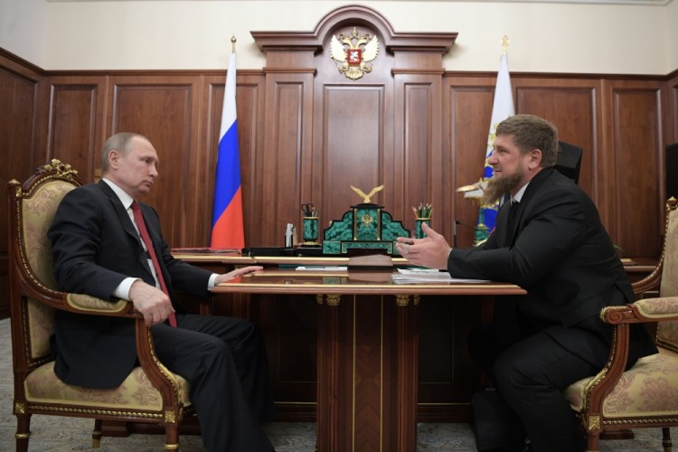 Рамзан Кадыров на встрече с Владимиром Путиным. Фото TASS/Scanpix