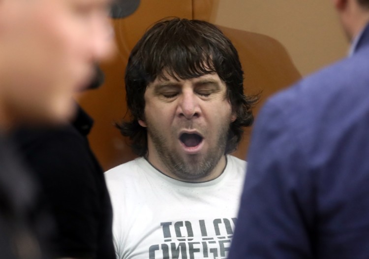 MOSCOW, RUSSIA - JULY 13, 2017: Tamerlan Eskerkhanov, a defendant in the Russian politician Boris Nemtsov murder case, seen ahead of the announcement of the verdict at the Moscow District Military Court. Valery Sharifulin/TASS