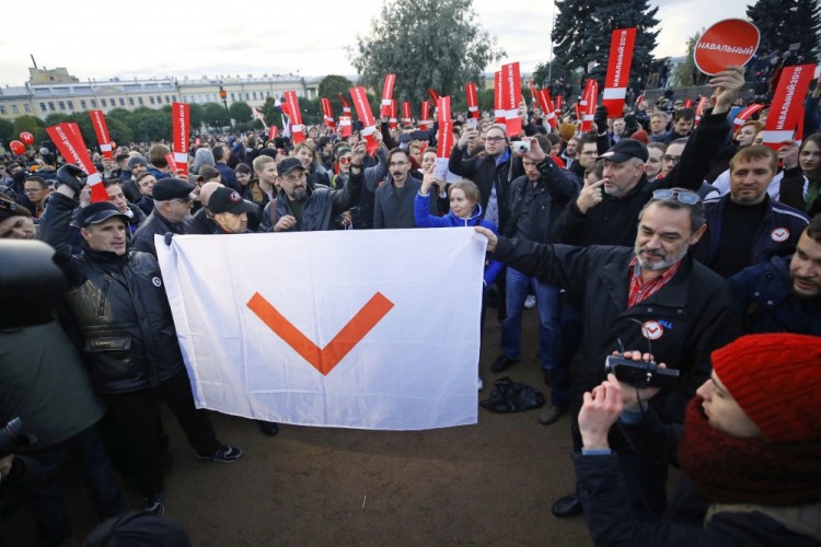 Участники акции протеста в Санкт-Петербурге. Фото TASS/Scanpix