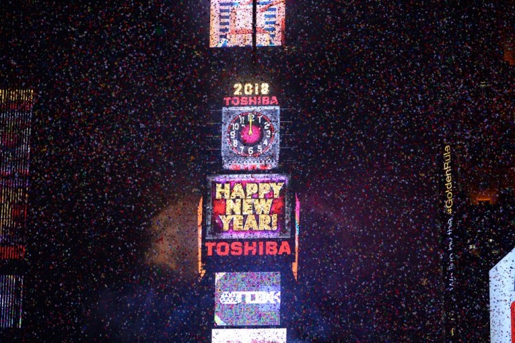 A view of the countdown clock at One Times Square during the 2018 New Year's Celebration in Times Square in New York, NY, on December 2017. (Photo by Anthony Behar/Sipa USA)